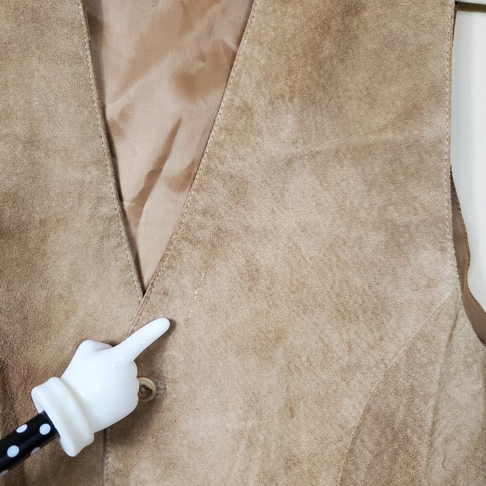 Vintage Basic Elements Leather Button-Up Vest Siz… - image 4